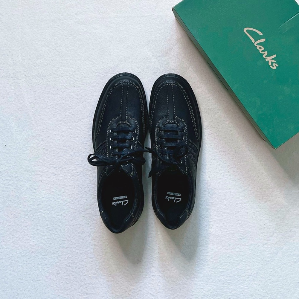 Clarks Collection Men’s Sherwin Way Black Tumbled Leather Oxford Lace Shoes 9 10